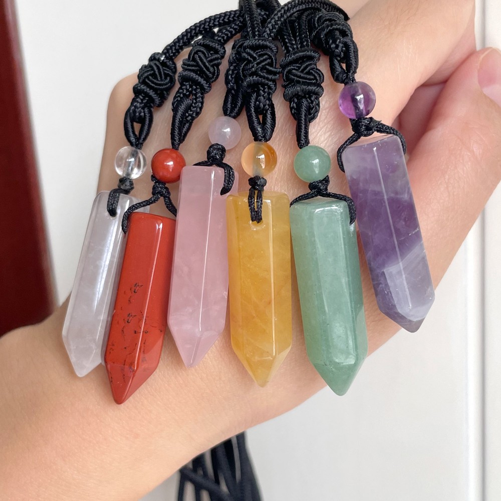 Natural Crystal Necklaces Crystal Single Point Healing - Temu